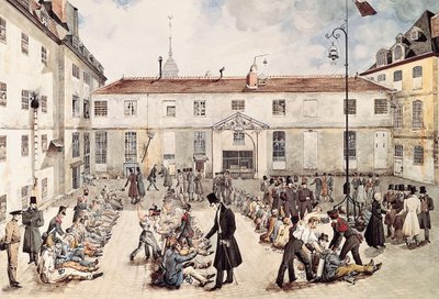 Prisoners of Bicetre Prison Chained in the Courtyard by Gabriel Cloquemin
