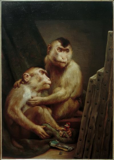 Monkeys Viewing Paintings by Gabriel Cornelius Ritter von Max