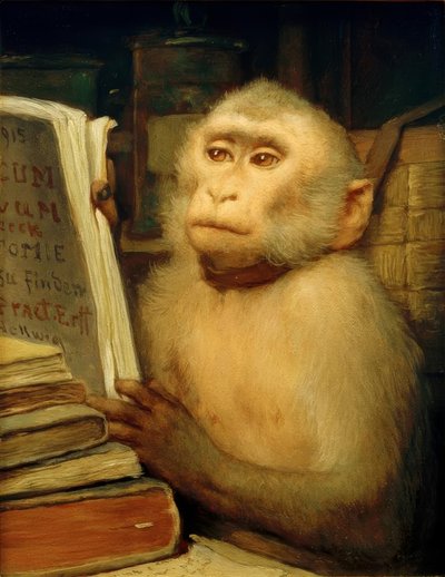 G. v. Max, Reading Monkey by Gabriel Cornelius Ritter von Max