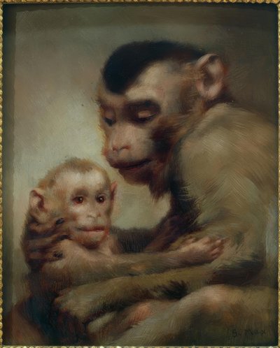 Mother with Child (Monkeys) by Gabriel Cornelius Ritter von Max