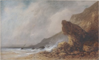 A Rocky Seacoast in a Storm by Gabriel Hippolyte Lebas