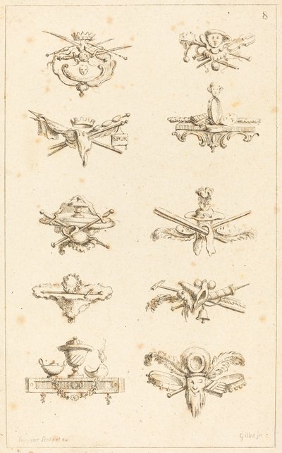 Designs for Tail-Pieces: Plate 8 by Gabriel Huquier after Claude Gillot