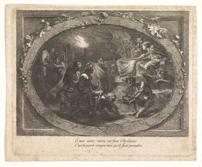 Voltaire Arriving in Hell by Gabriel Jacques de Saint Aubin (school of)