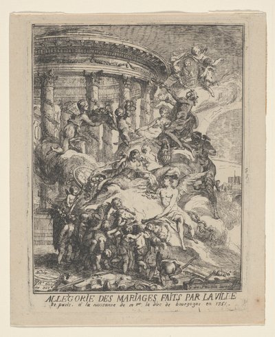 Allegory of Marriages Made by the City of Paris at the Birth of the Duke of Burgundy by Gabriel Jacques de Saint Aubin
