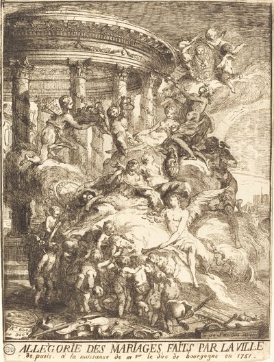 Allegory of Marriages Made by the City of Paris at the Birth of the Duke of Burgundy by Gabriel Jacques de Saint Aubin