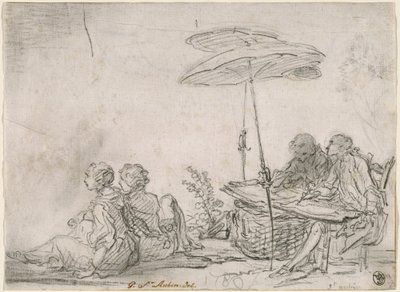 Draftsmen Outdoors by Gabriel Jacques de Saint Aubin