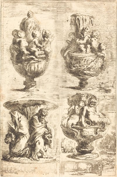 Four Vases by Gabriel Jacques de Saint Aubin