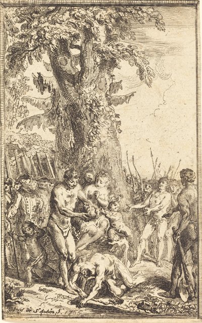 Heroic Act of a Father Who Sacrifices for His Son by Gabriel Jacques de Saint Aubin