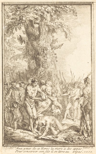 Heroic Act of a Father Who Sacrifices for His Son by Gabriel Jacques de Saint Aubin