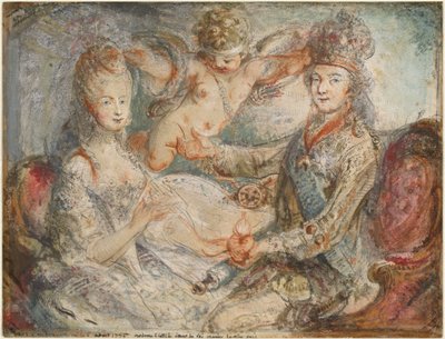 Louis XVI and Marie-Antoinette Crowned by Love by Gabriel Jacques de Saint Aubin