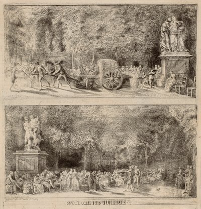 Scenes from the Tuileries: The Chairs and the Water Cart by Gabriel Jacques de Saint Aubin
