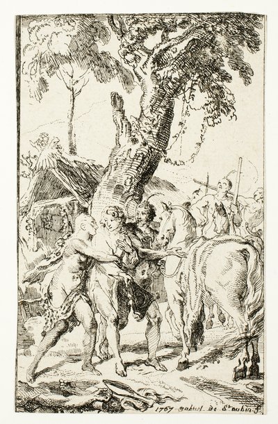 The Escape of M. de Belle-Isle, Prisoner in the Attakapas, plate four from Les Nouveaux Voyages aux Indes Occidentales by Gabriel Jacques de Saint Aubin