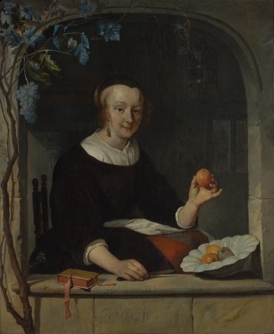 A Woman Seated at a Window by Gabriel Metsu