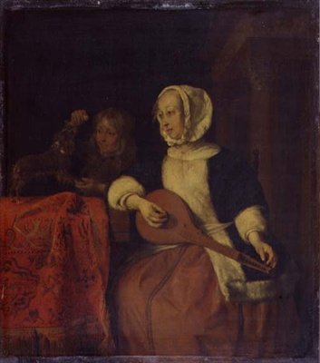Woman Playing a Mandolin by Gabriel Metsu