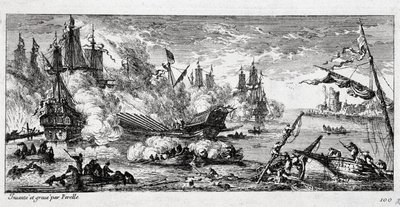 Naval Battle of Agosta (present-day Augusta in Sicily) between the French fleet and a Spanish and Dutch alliance on 22 April 1676. Also called the Battle of Mount Gibel or the Battle of Famagusta by Gabriel Perelle