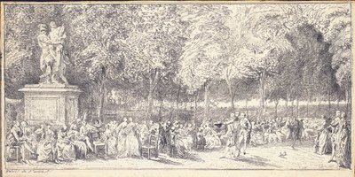 A meeting in the Tuileries Gardens around a statue, 1760 by Gabriel de Saint Aubin