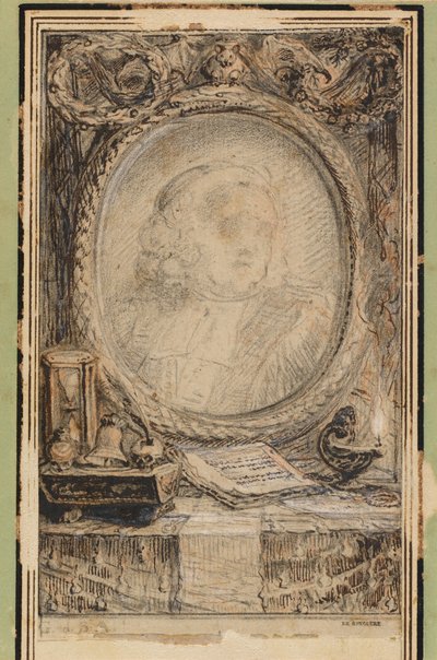 Allegorical Frame with a Bat by Gabriel de Saint-Aubin