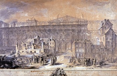 Building of the Louvre, Paris by Gabriel de Saint Aubin