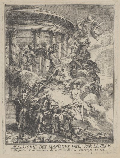 Allegory of Marriages Made by the City of Paris at the Birth of the Duke of Burgundy, 1751 by Gabriel de Saint Aubin