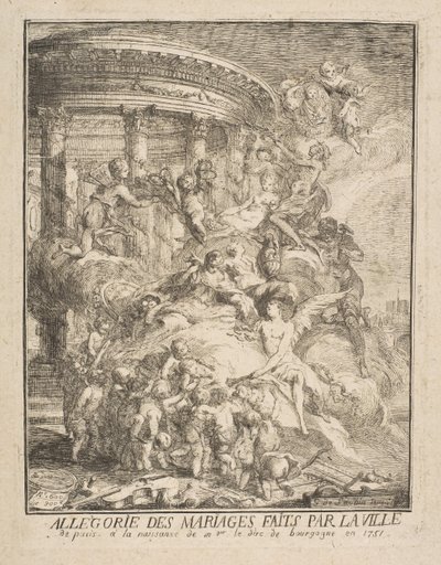 Allegory of Marriages Made by the City of Paris at the Birth of the Duke of Burgundy by Gabriel de Saint Aubin
