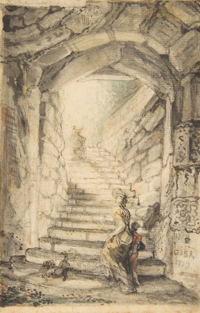The Curving Stair, 1778-79 by Gabriel de Saint Aubin