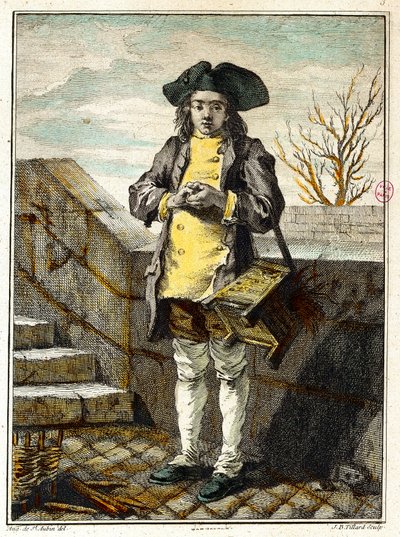 Old metiers: the shoe shiner (Engraving) by Gabriel de Saint Aubin