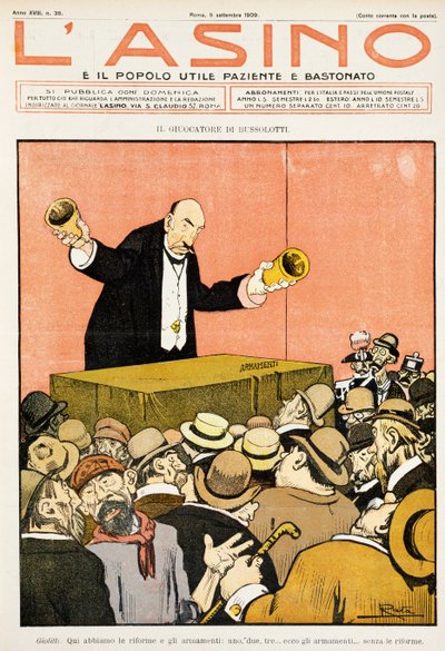 Shell Game Player, Satirical Cartoon Dedicated to Giovanni Giolitti, from L