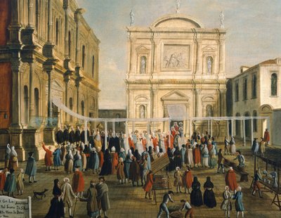Doge and Lords in Church of San Rocco on Holy Day (detail) by Gabriele Bella