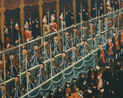Lunch at San Beneto Theatre Offered by the Doge in Honor of the Princes of the North, Venice (detail) by Gabriele Bella