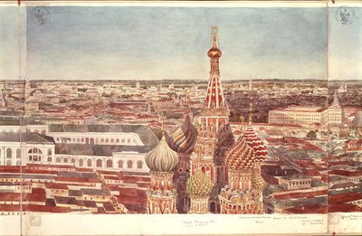 Panorama of Moscow, depicting St. Basils Cathedral, 1819 by Gadolle