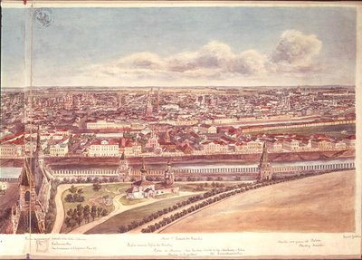 Panorama of Moscow, depicting the Kremlin Walls and the Moskva River, 1819 by Gadolle
