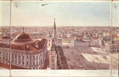Panorama of Moscow, depicting the former Senate Palace (now the Cabinet Office), the Kremlin fortifications and Red Square, 1819 by Gadolle