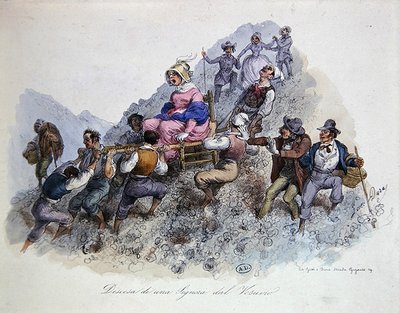 A Tourist Descending from Mount Vesuvius, c.1830 by Gaetano (after) Dura