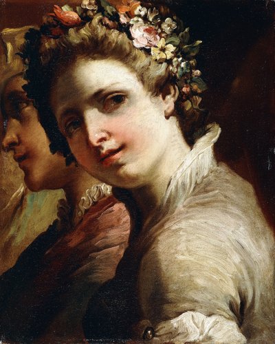 Studies of Heads of a Young Man and Girl by Gaetano Gandolfi