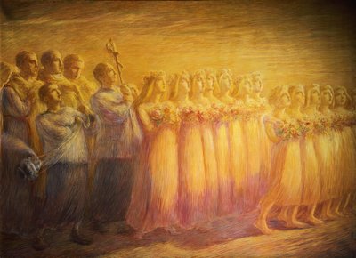 Funeral of Virgin (detail) by Gaetano Previati