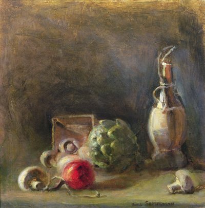 Wine Jug with Artichoke and Mushrooms by Gail Schulman
