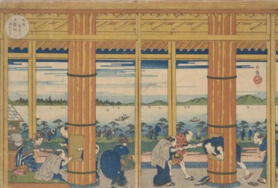 Shower-Shelter on the Shore of Tempozan Bay by Gakutei