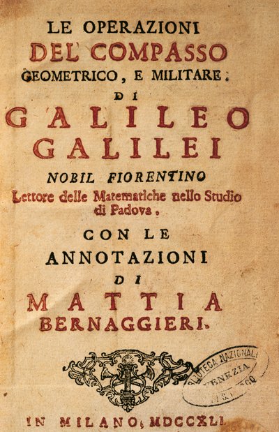 Title Page of Operations of the Geometric and Military Compass by Galileo Galilei by Galileo Galilei