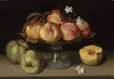 Peaches in a Glass Bowl, Apples and Jasmine Flowers by Galizia Fede
