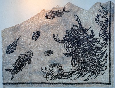 Mosaic Depicting the Head of the Ocean God with Marine Animals by Gallo-Roman