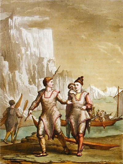 Greenland men and women returning from fishing by Gallo Gallina