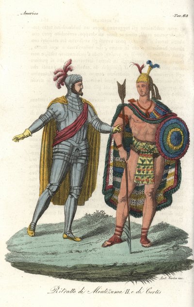 Hernan Cortes meeting Montezuma II in 1519 by Gallo Gallina