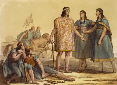 Natives of the Araucani Tribe, Argentina, from Le Costume Ancien et Moderne, Volume II, Plate 37 by Gallo Gallina