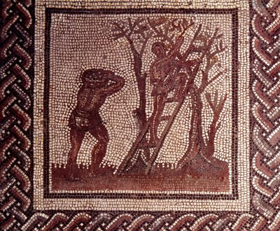 Mosaic Paving Representing a Rustic Calendar: Olive Picking Scene by Gallo Roman