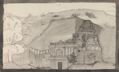 Interior of an Ellora Cave Temple by Gangaram Chintaman Tambat