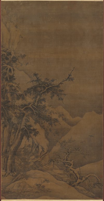 Birds in a Grove in a Mountainous Winter Landscape, 1100s by Gao Tao