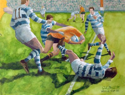 Rugby Match: Australia v Argentina in the World Cup, 1991 by Gareth Lloyd Ball