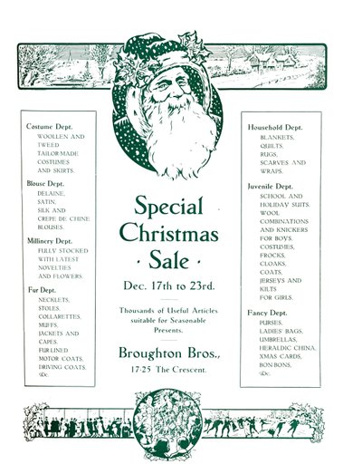 Advert for Broughton Bros. - Special Christmas Sale by Garratt and Atkinson