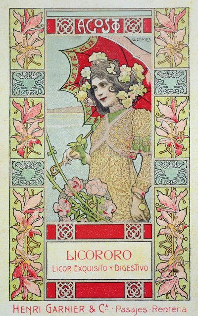 August, from a calendar for Henri Garnier & Co. by Gaspar Camps Junyent