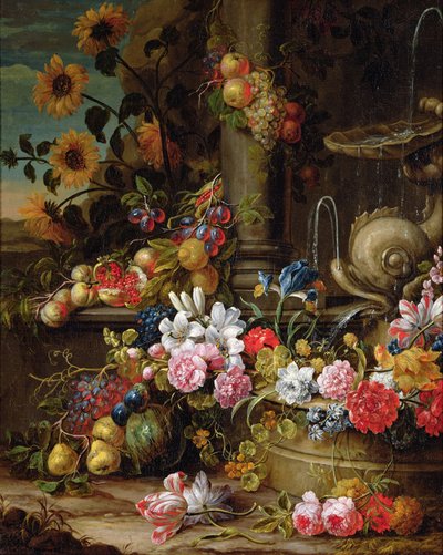 Still Life of Fruit and Flowers by Gaspar Pieter II Verbruggen